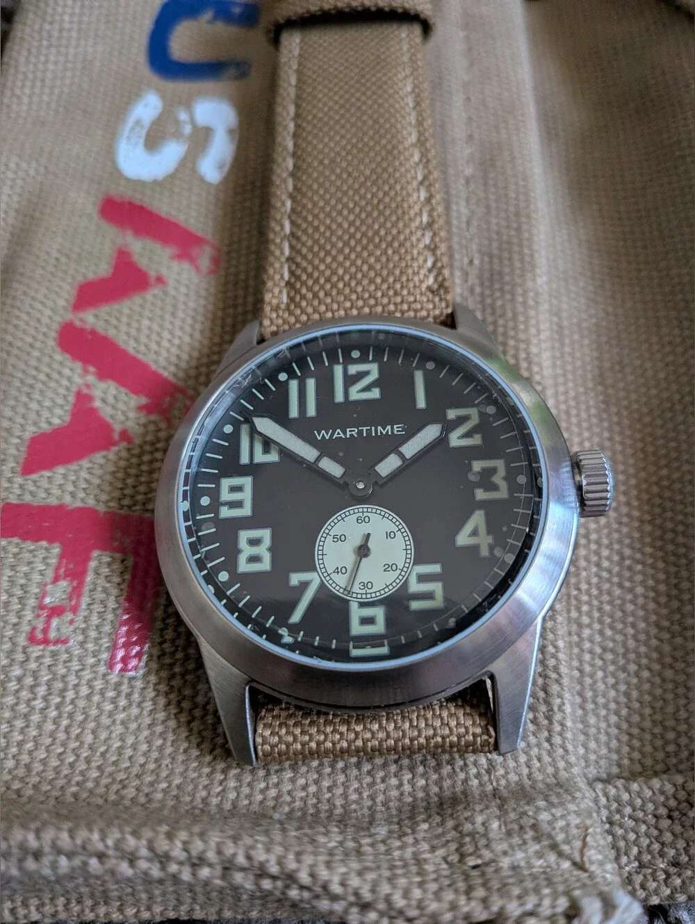 Wartime WW2 USAAF Swiss-Quartz Movement Canvas Strap 42MM Watch NEW